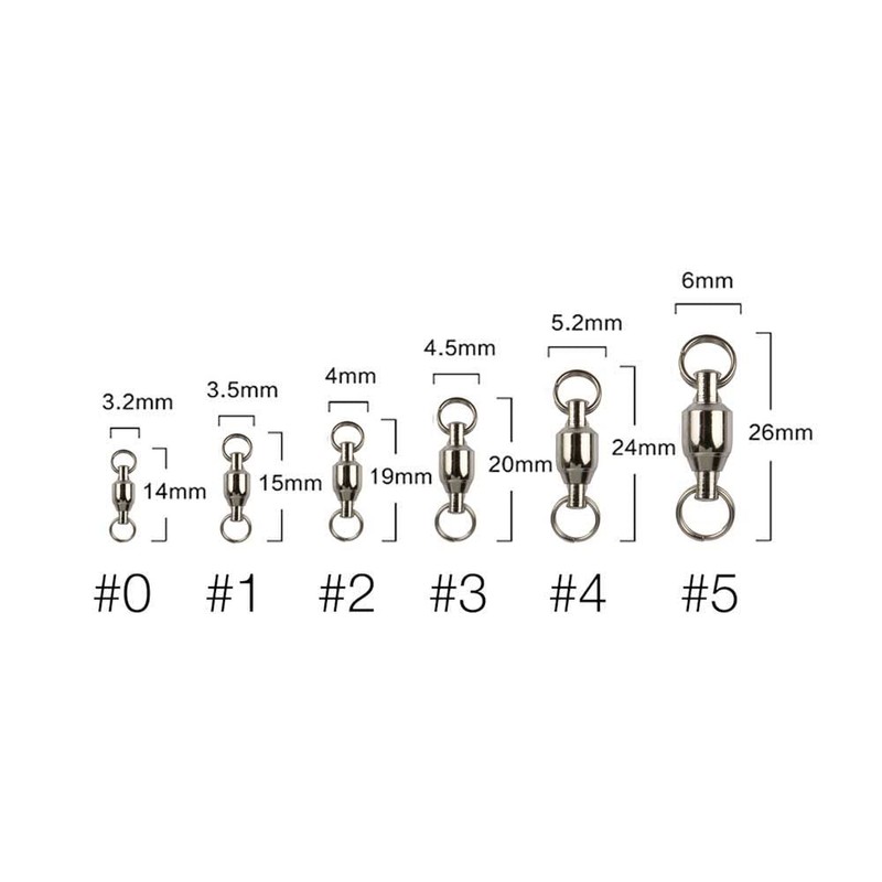Ball Bearing Swivel, Split Ring, Stainless Steel, 15 - 50