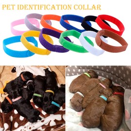 Sowaka12 Pcs Puppy Whelping Collars Multicolor Adjustable Double Sided Reusable Comfortable Soft Fabric ID Bands for Small Dogs Pet Cat Newborn Kittens Litter (12 Color)