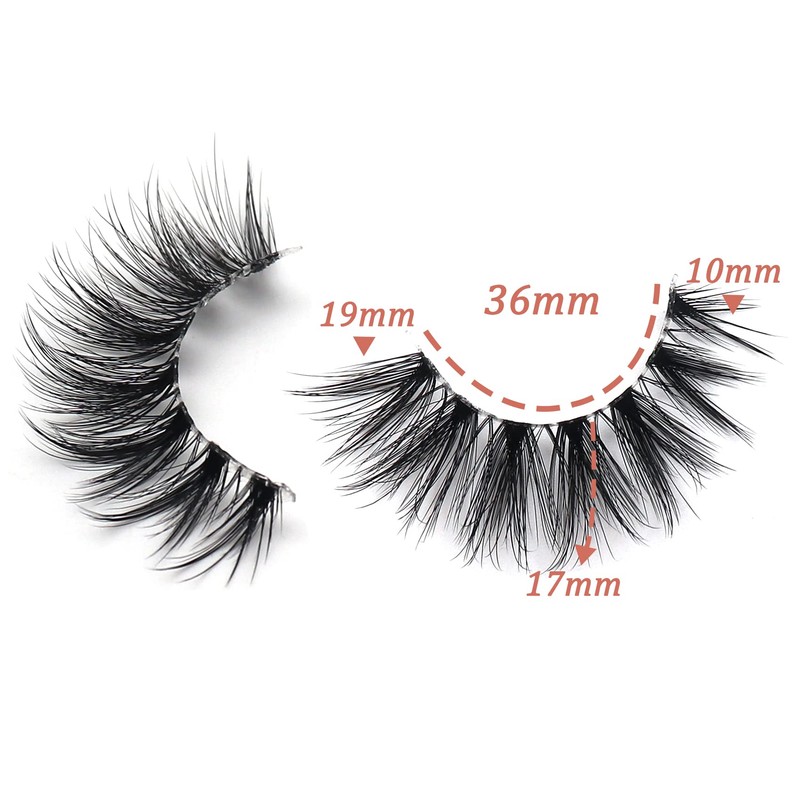 Losha Eyelashes Wispy Lashes Natural Look 8 Pairs Clear Band