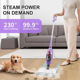 Steam Mop Cleaner with Detachable Handheld Steamer, 13.5 oz Tank, 20FT Cord, Fast Heat-Up, 10-in-1 Multi-Surface Cleaning for Floors, Carpets, Tiles & Grout