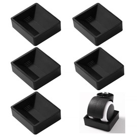 VooGenzek 5 Pieces 5 x 5.8 cm Rubber Furniture Castors Pad, Non-Slip Pads for Furniture Castors, Non-Slip Feet Protector Pad, Suitable for Floors, Furniture Wheels, Black