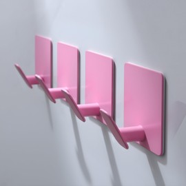 DELITON Light Pink Wall Decor Hooks, Stainless Steel Towel Hooks for Bathrooms Kitchen Kids Room Heavy Duty, 4 Pack