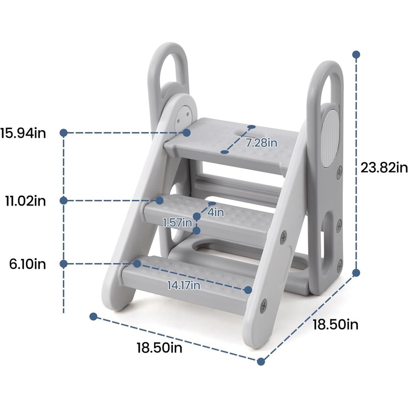 GAOMON Foldable Step Stool for Kids, Toddler Adjustable 3 Step