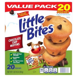 (Value Pack) Little Bites Chocolatey Chip Muffins, 20 individual packs, (1.5 oz each), Made with Real Chocolate Chip Mini Muffins, 30 oz Multipack