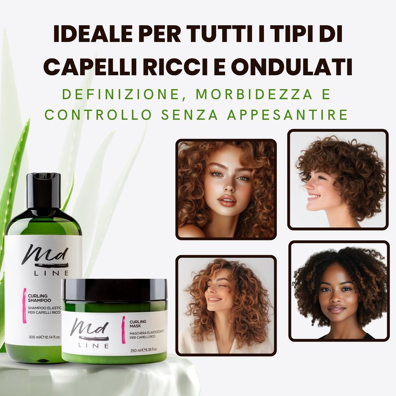 md line Curling Kit 2 Curls Hair Shampoo Mask