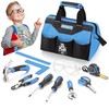 REXBETI 10-Piece Kids Tool Set with Real Hand Tools, Blue