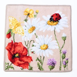 Fayler Handkerchief Hand Towel, Ladies, 11.8 x 11.8 inches (30 x 30 cm), Daisy Field, Beige