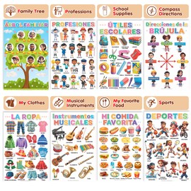 DeeDee's Workshop 16 Spanish Classroom Posters vol. 2, Spanish Learning for Kids, Spanish Classroom Decorations