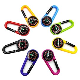 Compass with Carabiner Hook, Compass Children, Mini Compass, Compass Keyring, Compass Small, Compass Outdoor Compass Pendant, Nautical Compass, Compass Carabiner Gifts for Children, Pack of 8