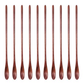 10Pcs Long Handle Wooden Coffee Spoons Wooden Mixing Spoon Mini Stirring Spoon Tea Spoon Vintage Stirrer Spoon for Kitchen Soup Coffee Honey Mixing Stirring 7.8x0.59inch