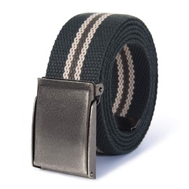 Canvas Web Belt | Cut to Fit Up to 52" | Flip-Top Matte Silver Nickel Buckle 12 Colors -(Olive Khaki)