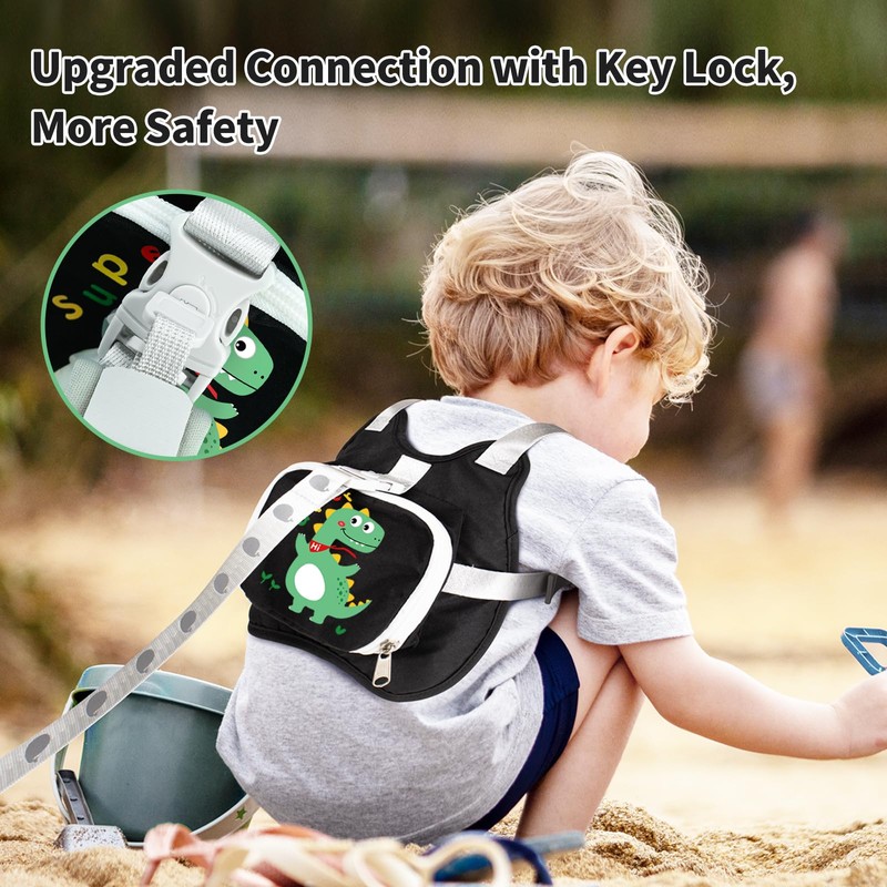 Toddler Harness Backpack Leash with Wrist Link | Cute Dinosaur