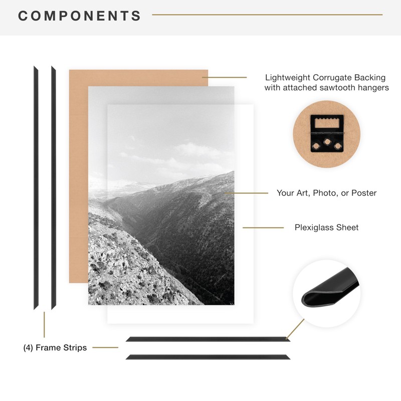 MCS Original Poster Frame 18x24 Black Lightweight Vertical & Horizontal