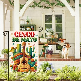 AVOIN colorlife Cinco de Mayo Garden Flag 12x18 Inch Double Sided Outside, Cactus Mexican Fiesta Holiday Yard Outdoor Decoration