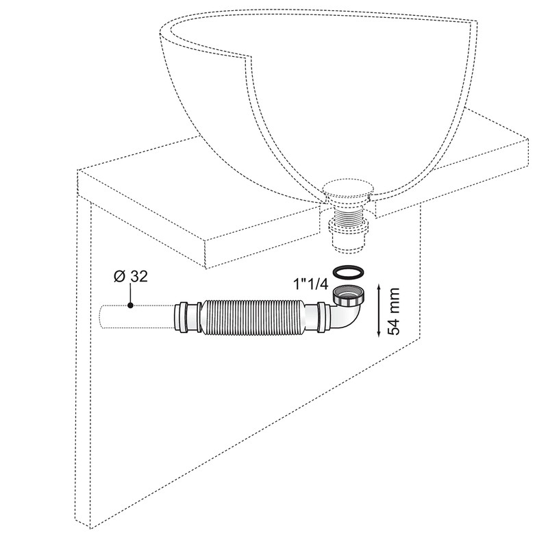 Wirquin 31560002 Ultra-Flat Sink Trap Without Water Seal (size-1" 1/4