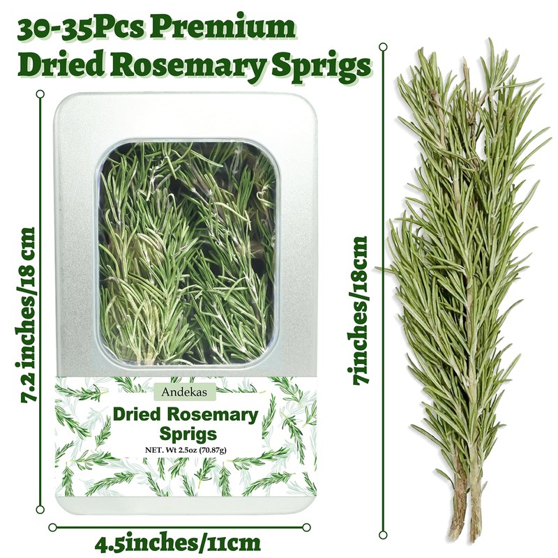 30–35PCS Dried Whole Rosemary Sprigs, 2.5oz Natural Spices in Clear-Window