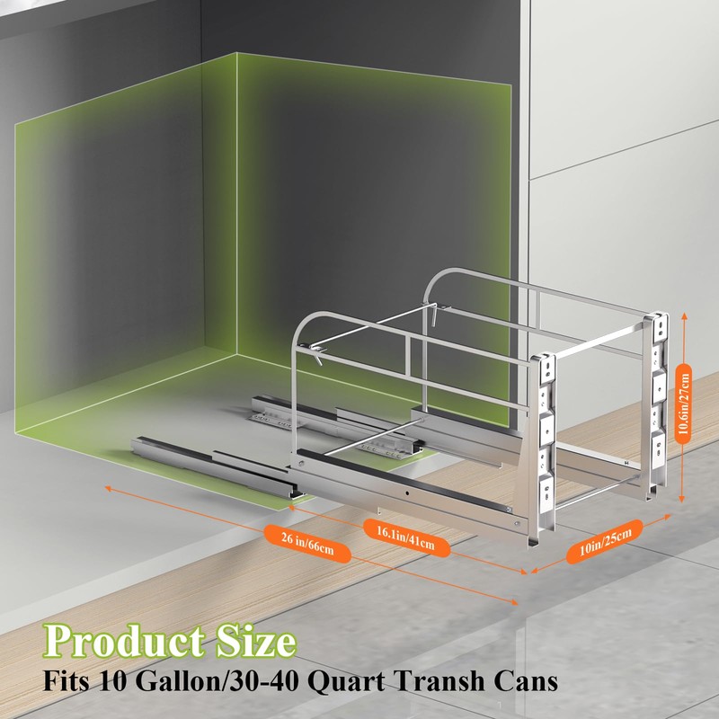 Rocfinity Pull Out Trash Can Under Cabinet Shelf, Under Cabinet