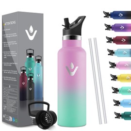 HoneyHolly Thermos Flask, 500 ml, BPA-Free, Stainless Steel, Leak-Proof Insulated Flask, Double-Walled, Children's Stainless Steel, with Straw, Suitable for Carbonated Drinking Bottle