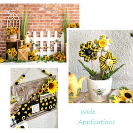 Beadthoven 120Pcs Painted Natural Round Wood Beads Sunflower Daisy Leaf Farmhouse Theme Yellow Wooden Loose Spacer Beads for DIY Jewelry Making and Garden Decor Hole:2.5~4.5mm