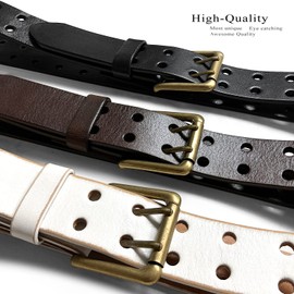 Ben Antique Twin Roller Buckle Vintage One-Piece 100% Leather Jean Belt 1-1/2" Wide (OEB-Black, 36)