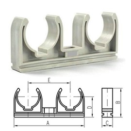 chud 50 x Double Pipe Clips 20 mm Pipe Clamp Pipe Holder Clip Clip Grey