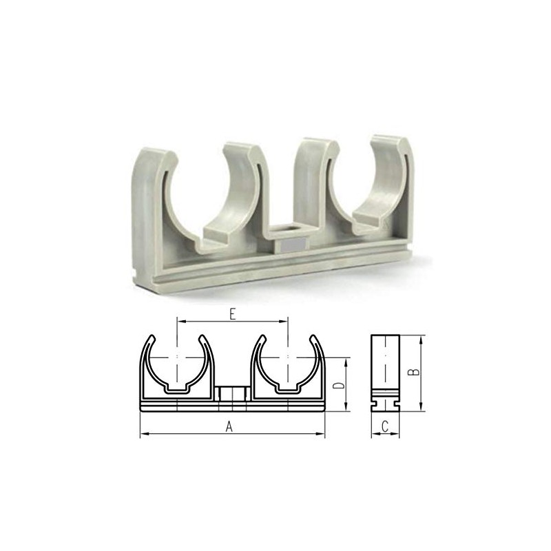 chud 50 x Double Pipe Clips 20 mm Pipe Clamp