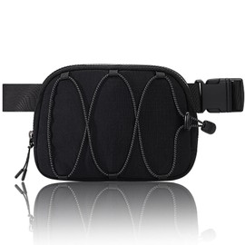 MAXTOP Small Bumbag Waist Fanny Packs for Women Men Belt Bag with Adjustable Strap Reflective Waist Pack for Yoga Running Hiking Travel Casual Workout,Black