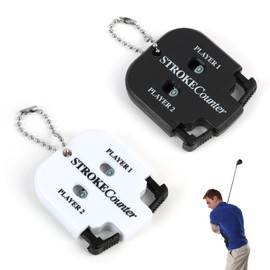 FunWorth Set of 2 Golf Punch Counters with Key Chain, ABS Counter Clicker, Compact & Lightweight, Space Golf Scorer for 2 Players, Waterproof Hand Counter Set for Outdoor Sports (Black/White - 2