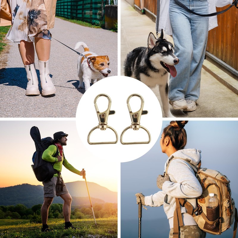 Pack of 28 Golden Carabiner Keyrings, Carabiner Hook with Swivel