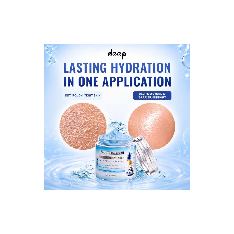 Face Moisturizer Whipped Beef Tallow Balm GHK-Cu, Manuka Honey-2Oz