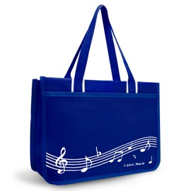 BestSounds Piano Bag, Zipper Waterproof Music Book Tote Bag Piano Accessories for Students Kids, Women, Gifts for Musicians (Dark Blue Music)