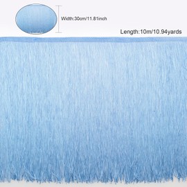 Yalulu 10 Metres Length 30 cm Width Tassel Cut Fringe Fringe Cut Fringe Trim DIY Trimming Costume Latin Dress Garment Apparel Lace Trim Sewing Accessories (Blue)