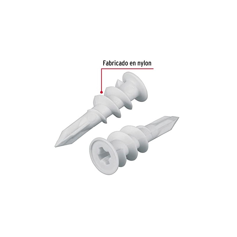 Fiero TAQ-1/2TP, Bolsa con 100 taquetes de plástico 1/2", para