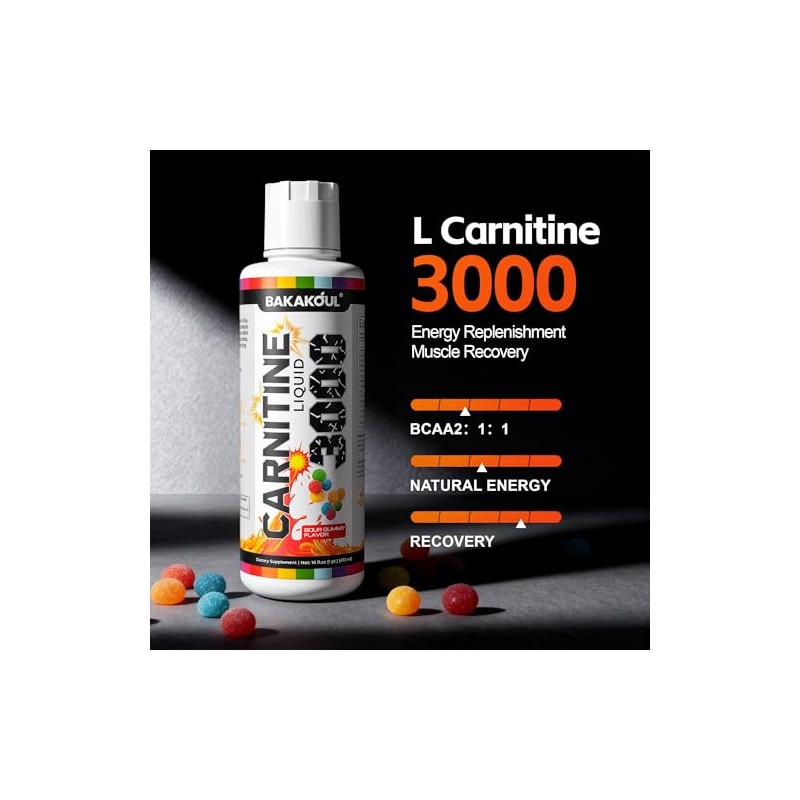 L Carnitine Supplement Liquid 3000 mg, with BCAA Sports Supplements,