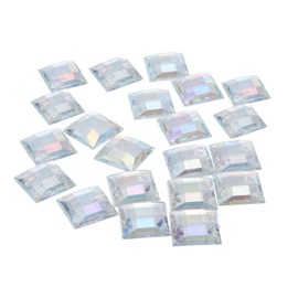 MECCANIXITY 20 Pcs Acrylic Flat Back Rhinestones 25mm Square Artificial Gemstone for Craft Bead Face Painting Costume Jewelry Making Rainbow
