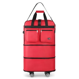 New York XPress 30''Rolling Duffle Bag with Wheels-Expandable Duffle Bag for Travel-Waterproof Suitcase-Weekend Bags#Red