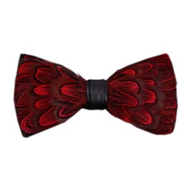 Men's Red Adjustable Bow Ties Fashion Creative Natural Feathers Wedding Bowties