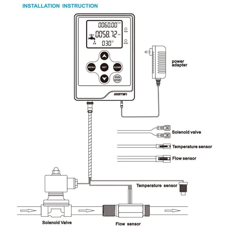 DIGITEN Water Flow Control Meter LCD Display Controller+G3/4" Water Hall