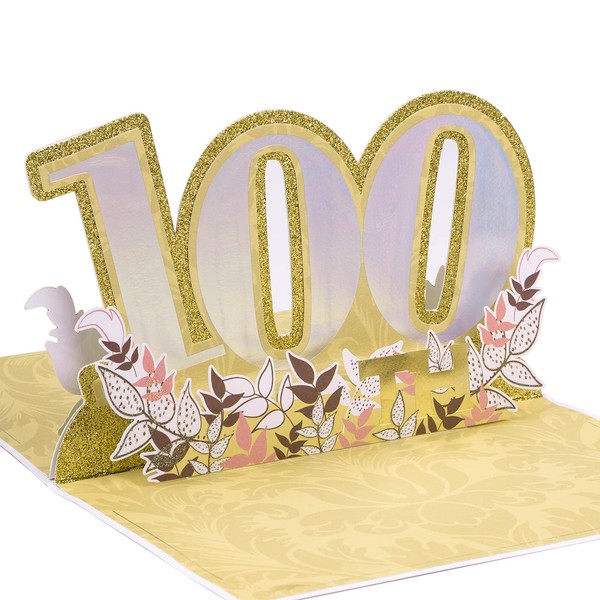WRAPAHOLIC Pop Up 100th Birthday Card - 3D Popup Centennial