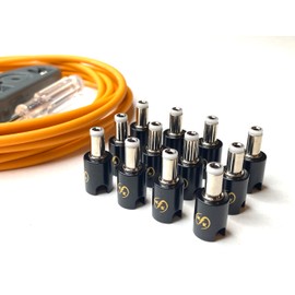Kurrent Electric Solderless Standard DC Barrel DIY Kit, 6 Custom Length Cables for Guitar Effects Pedals (Orange Cable Kit)
