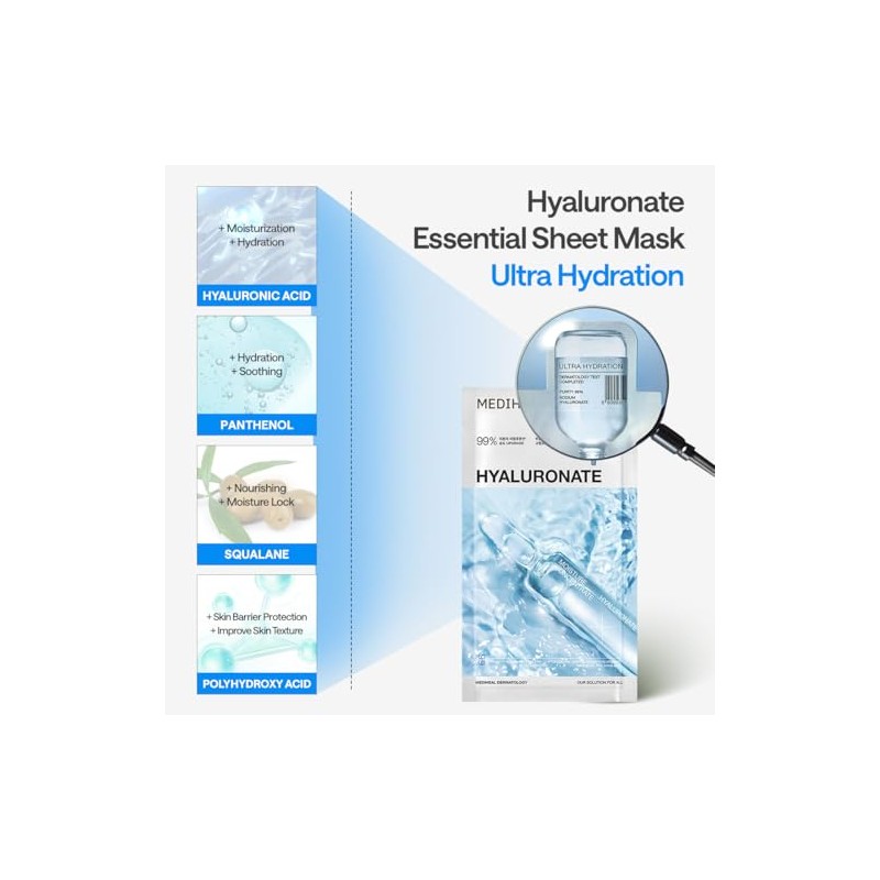 Mediheal Essential Face Mask [Hyaluronic Acid] Ultra Hydration 10 pcs.