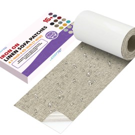 JCATTC Iron-On Couch Repair Kit, Linen Fabric Patch, Waterproof, Permanently Adheres to Sofa and Decorative Indoor and Outdoor Furniture Surfaces,4.1X65 Inch, Oatmeal