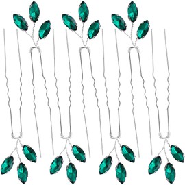 PAGOW 7 Pcs Emerald Green Rhinestone Hair Pin, Bobby Hair Pins For Brides, Crystal Rhinestone Wedding Hair Piece For Bridesmaids, Vintage Hair Accessories for Women (3.5 x 0.98 inch)