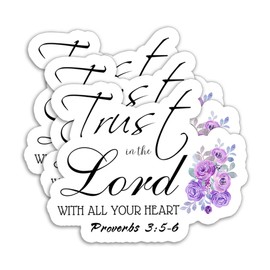 (3 Pack) Christian Stickers – Trust in The Lord with All Your Heart – Inspirational Bible Verse Waterproof Vinyl Decals for Tumblers, Laptops, Water Bottles, Scrapbooks – 3" x 2.5"