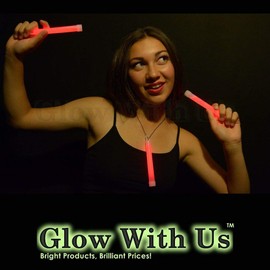 Glow Sticks Bulk Wholesale, 100 6” Industrial Grade Red Light Sticks. Bright Color, Glow 12-14 Hrs, Safety Glow Stick with 3-Year Shelf Life, GlowWithUs Brand