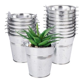 Biugaaufai 15 Pack 4.72 x 5.12inch Metal Mini Metal Bucket, Elegant Galvanized Buckets with Handles, Tin Buckets, Small Metal Bucket, Mini Metal Pail for Party Favors, Crafts, Garden & Beach