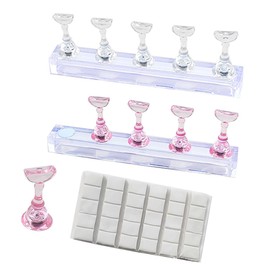 2 Sets Painting Nails Magnetic Practice Stands, Art Magnetic Fake Nail Holder, Magnetic Fake Nails Holder, Acrylic Magnetic Practice Nail Stand Set 30 Pcs Reusable Adhesive Putty