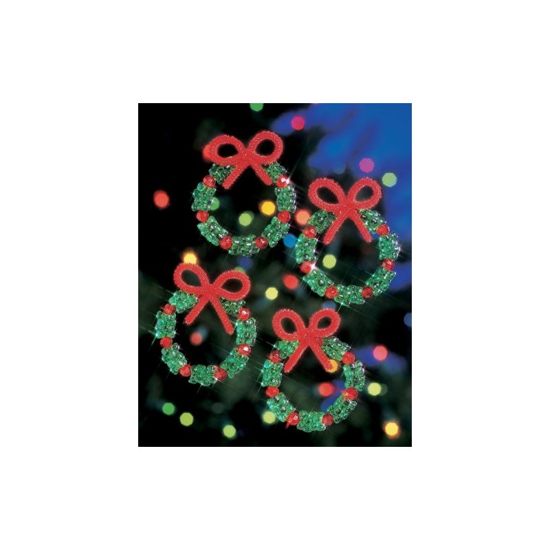 Beadery Holiday Beaded Ornament Kit, 2.25-Inch, Holiday Wreaths, Makes 16