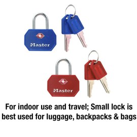 Master Lock 4681TBLK TSA Approved Luggage Lock with Key, 2 Pack, Colors May Vary