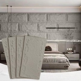 Stone 3D Wall Panels,4-Pack PU Wall Panels, 23.6"*47.2" Wall Paneling for Interior Wall Decor, Faux Stone Wall Panel for Accent Wall Decor, Sophisticated & Stylish 3D Wall Decor(Cement Grey)